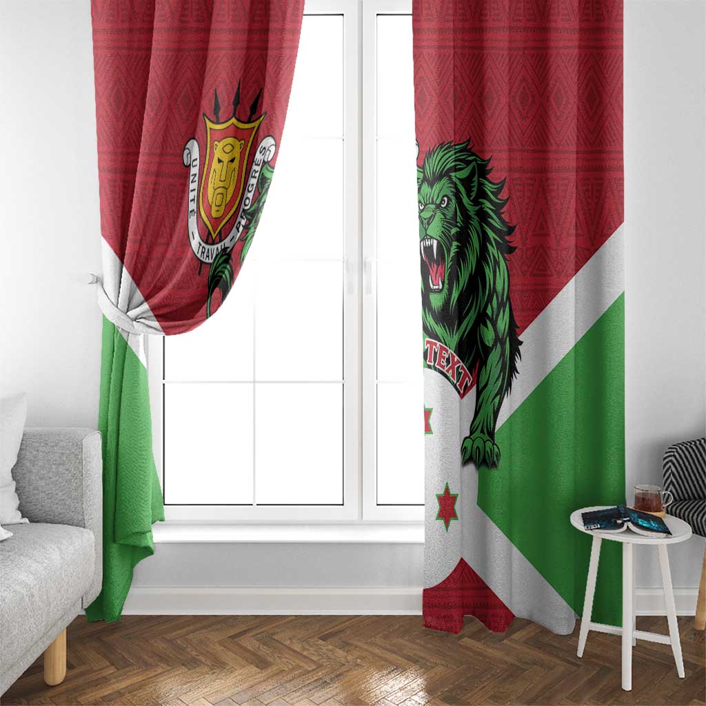 Personalized Burundi Window Curtain Lion and Coat Of Arms - Flag Style