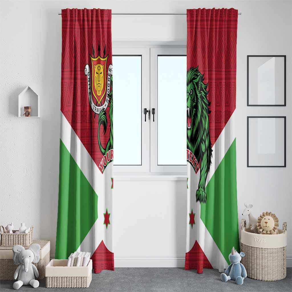 Personalized Burundi Window Curtain Lion and Coat Of Arms - Flag Style