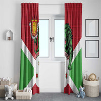 Personalized Burundi Window Curtain Lion and Coat Of Arms - Flag Style