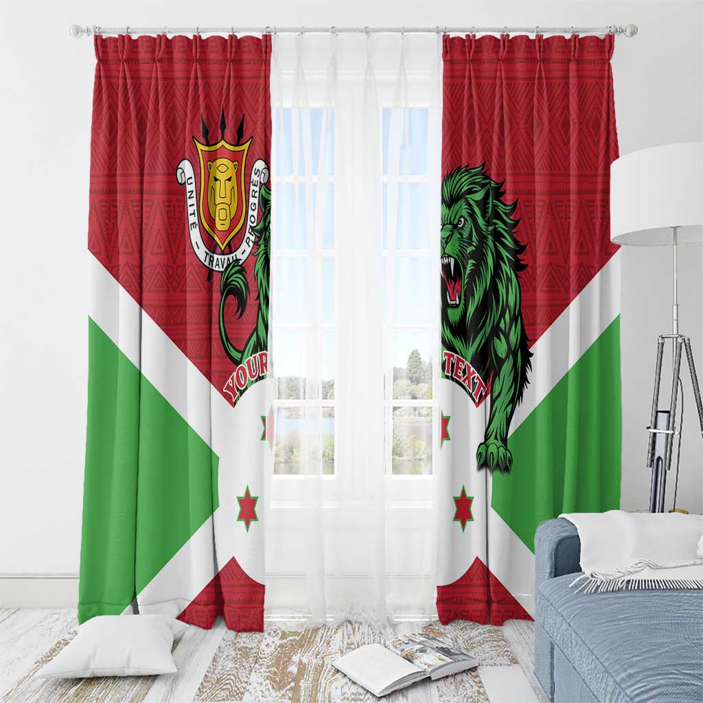 Personalized Burundi Window Curtain Lion and Coat Of Arms - Flag Style