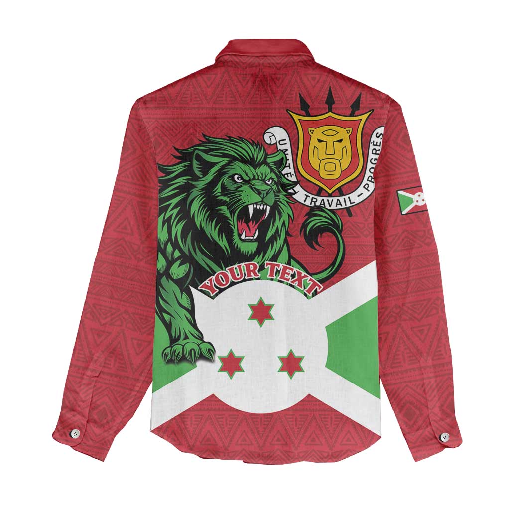 Personalized Burundi Women Casual Shirt Lion and Coat Of Arms - Flag Style