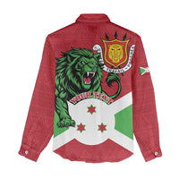 Personalized Burundi Women Casual Shirt Lion and Coat Of Arms - Flag Style