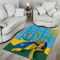 Personalized Rwanda Independence Day Area Rug Coat Of Arms Imigongo Pattern
