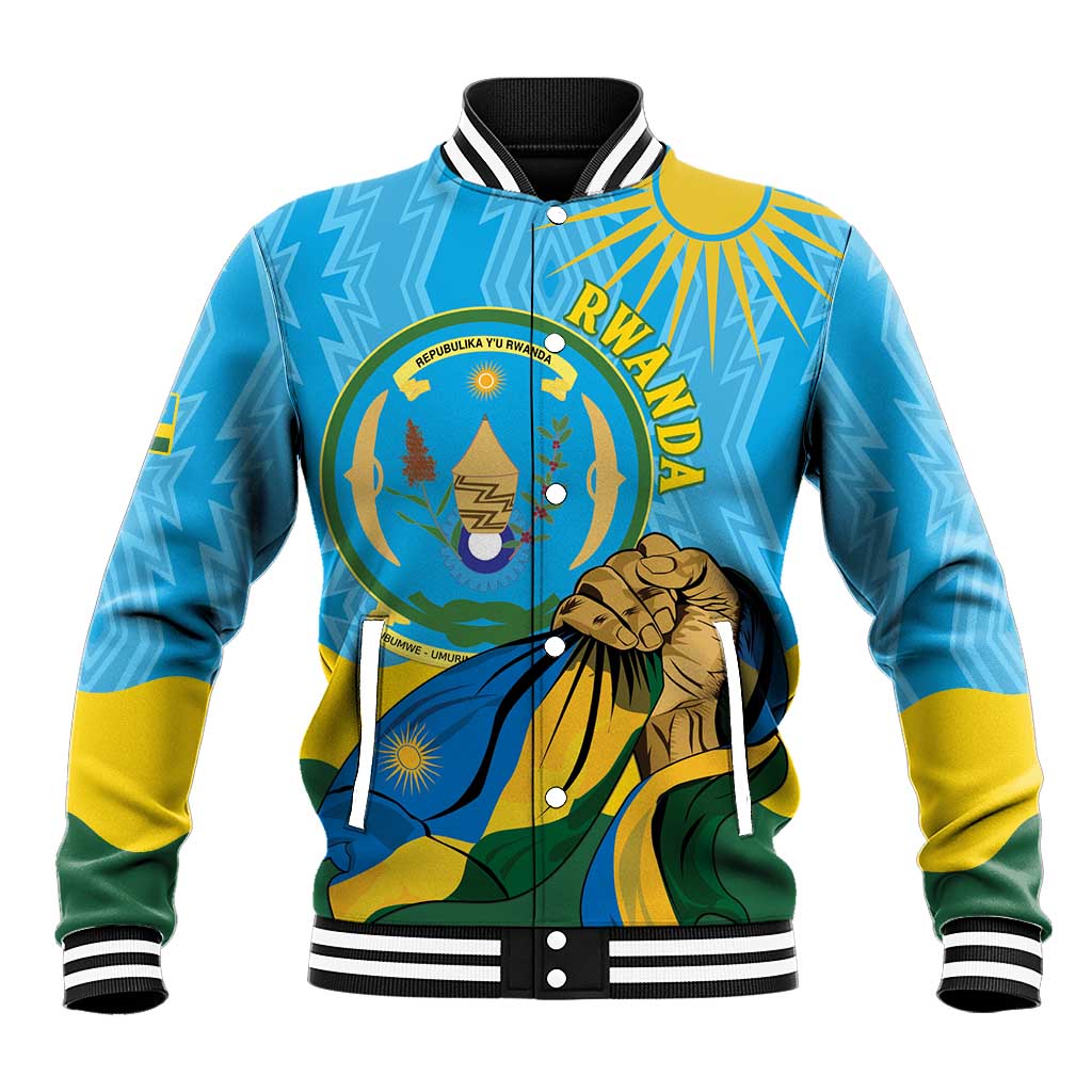 Personalized Rwanda Independence Day Baseball Jacket Coat Of Arms Imigongo Pattern