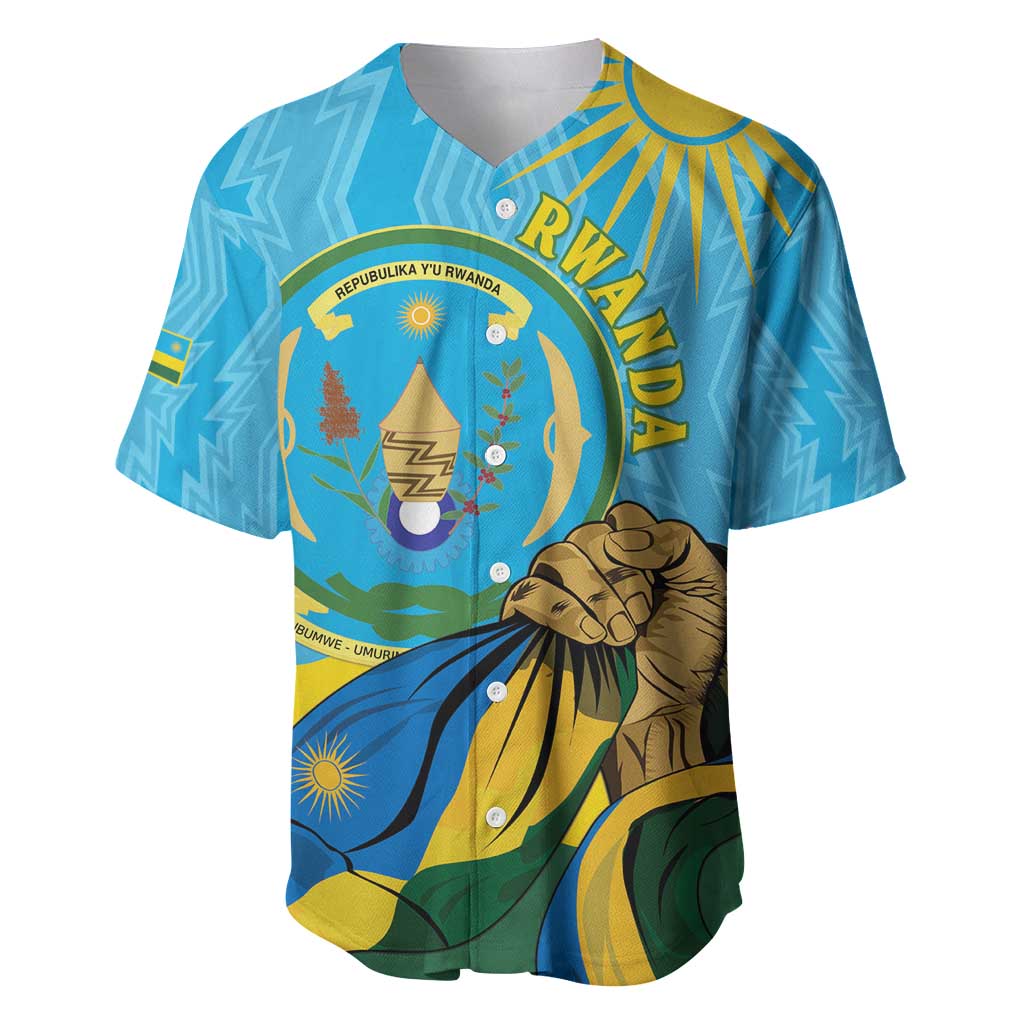 Personalized Rwanda Independence Day Baseball Jersey Coat Of Arms Imigongo Pattern