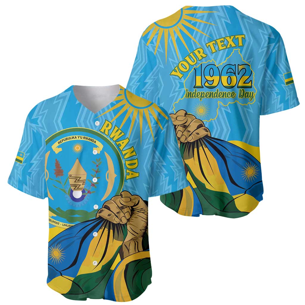 Personalized Rwanda Independence Day Baseball Jersey Coat Of Arms Imigongo Pattern
