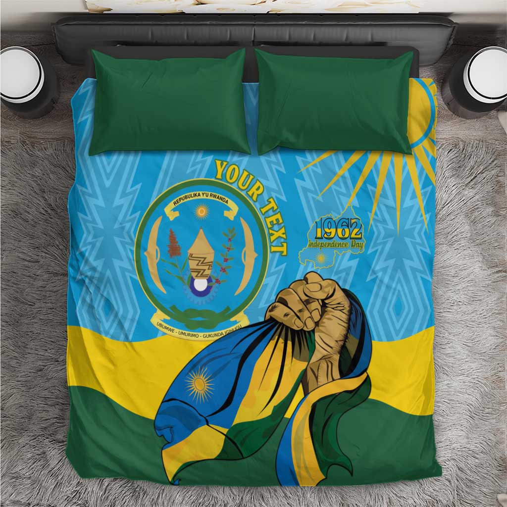 Personalized Rwanda Independence Day Bedding Set Coat Of Arms Imigongo Pattern