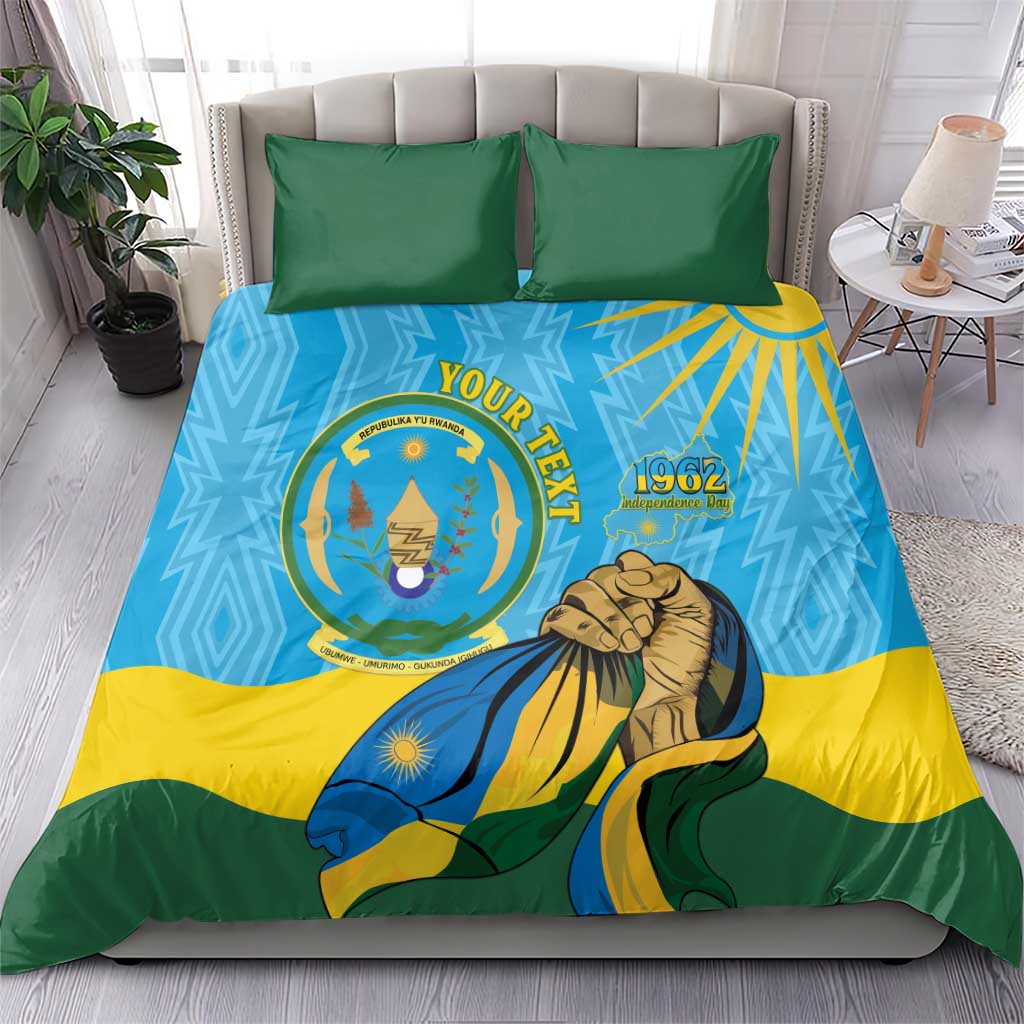 Personalized Rwanda Independence Day Bedding Set Coat Of Arms Imigongo Pattern