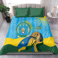 Personalized Rwanda Independence Day Bedding Set Coat Of Arms Imigongo Pattern