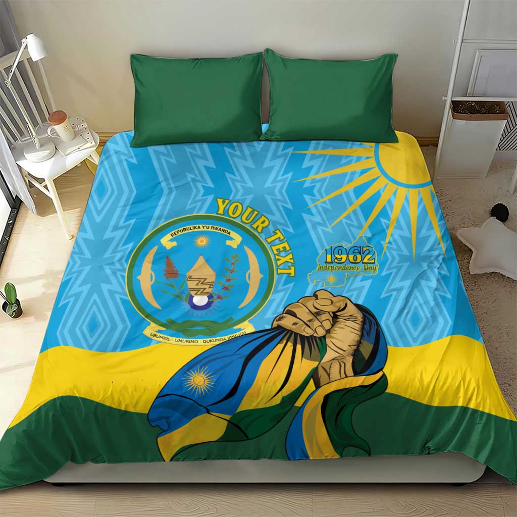 Personalized Rwanda Independence Day Bedding Set Coat Of Arms Imigongo Pattern