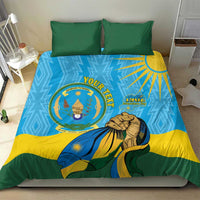 Personalized Rwanda Independence Day Bedding Set Coat Of Arms Imigongo Pattern