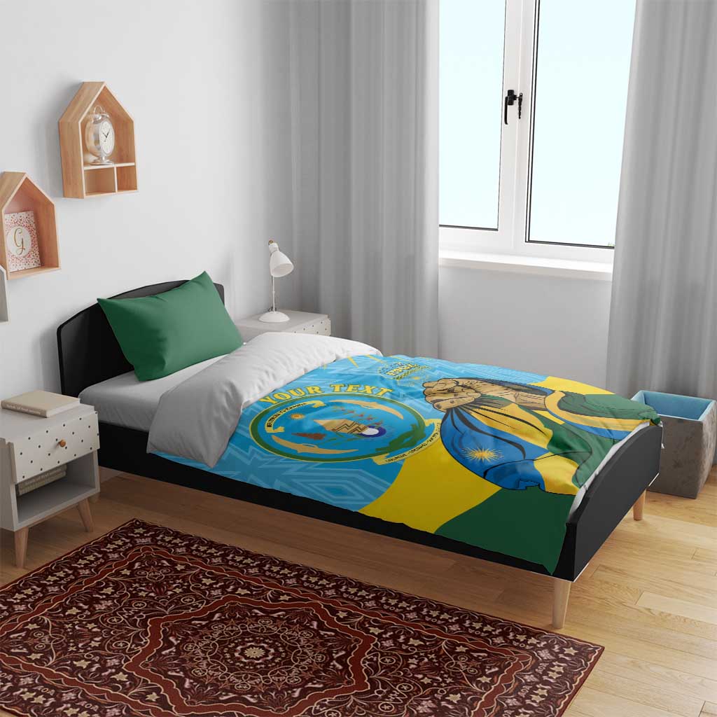 Personalized Rwanda Independence Day Bedding Set Coat Of Arms Imigongo Pattern