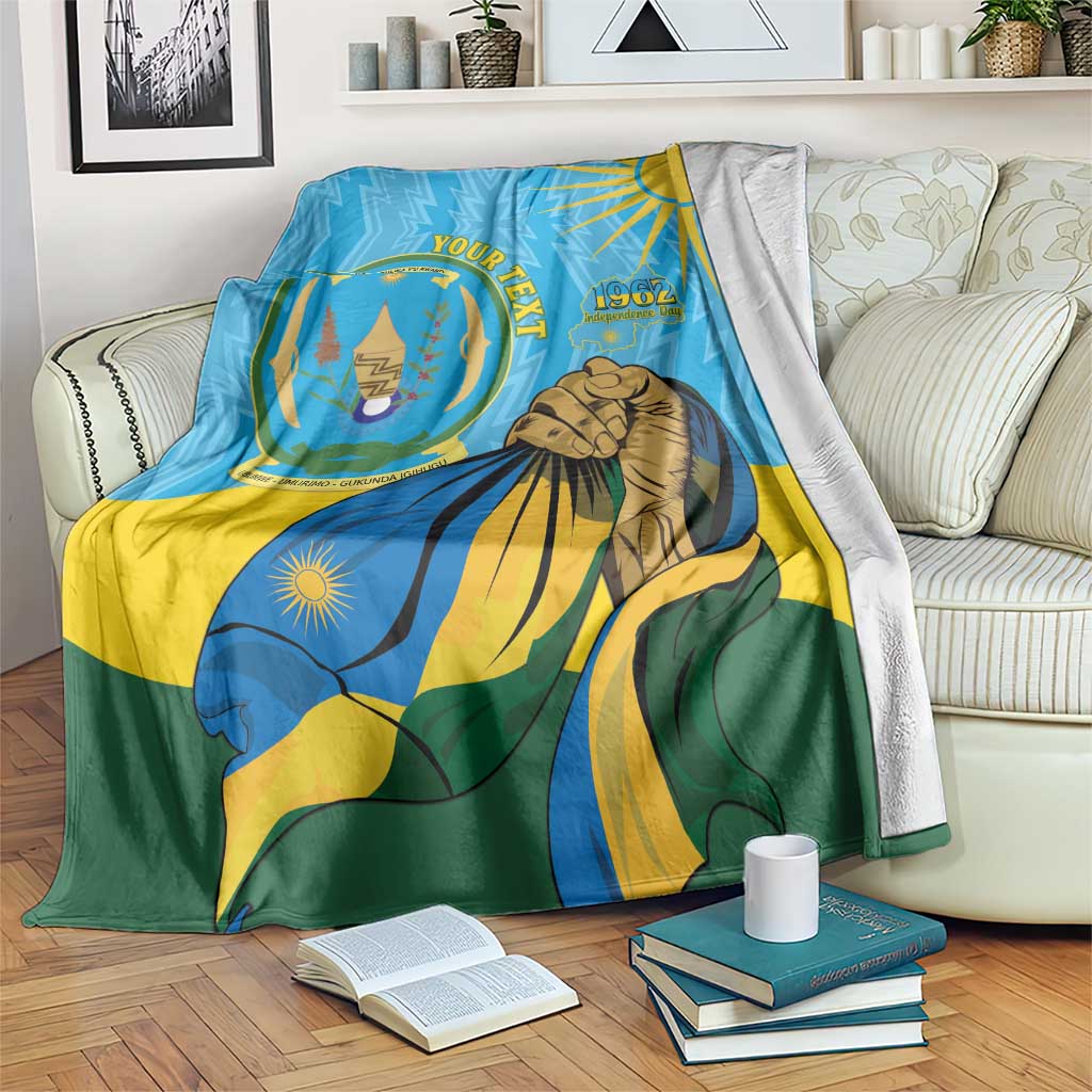 Personalized Rwanda Independence Day Blanket Coat Of Arms Imigongo Pattern