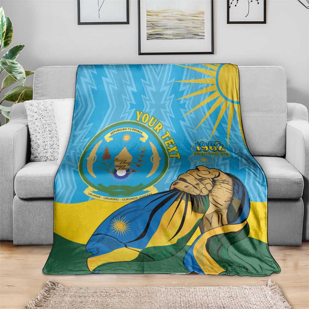 Personalized Rwanda Independence Day Blanket Coat Of Arms Imigongo Pattern
