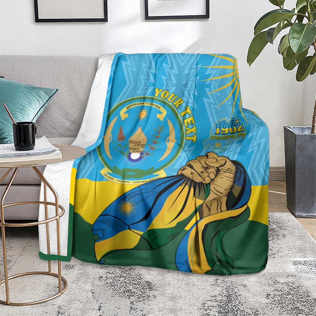Personalized Rwanda Independence Day Blanket Coat Of Arms Imigongo Pattern