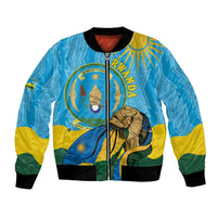 Personalized Rwanda Independence Day Bomber Jacket Coat Of Arms Imigongo Pattern