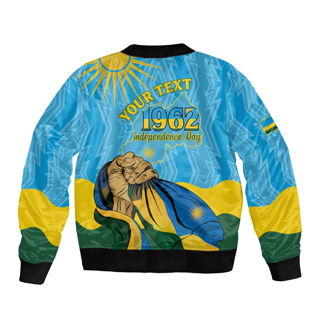 Personalized Rwanda Independence Day Bomber Jacket Coat Of Arms Imigongo Pattern