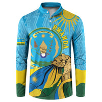 Personalized Rwanda Independence Day Button Sweatshirt Coat Of Arms Imigongo Pattern