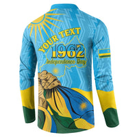 Personalized Rwanda Independence Day Button Sweatshirt Coat Of Arms Imigongo Pattern