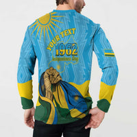 Personalized Rwanda Independence Day Button Sweatshirt Coat Of Arms Imigongo Pattern