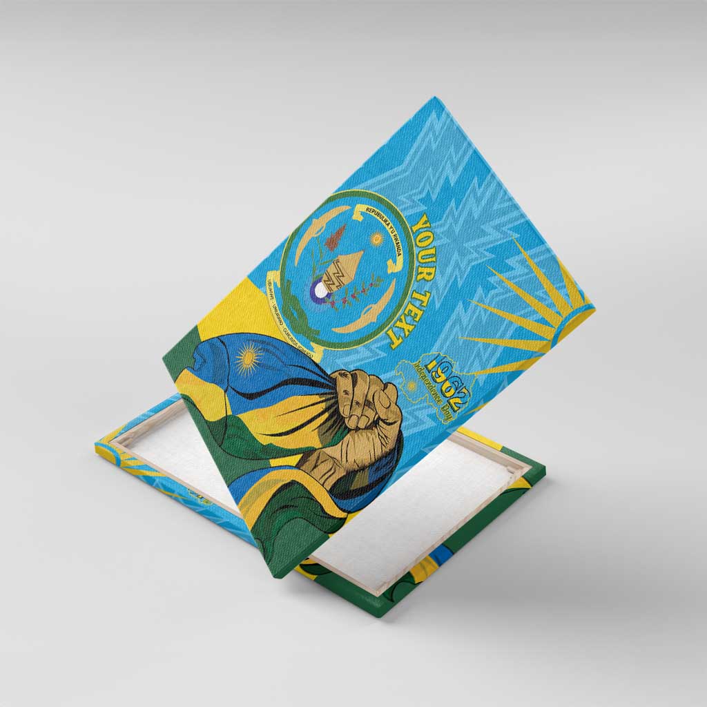 Personalized Rwanda Independence Day Canvas Wall Art Coat Of Arms Imigongo Pattern