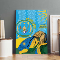 Personalized Rwanda Independence Day Canvas Wall Art Coat Of Arms Imigongo Pattern