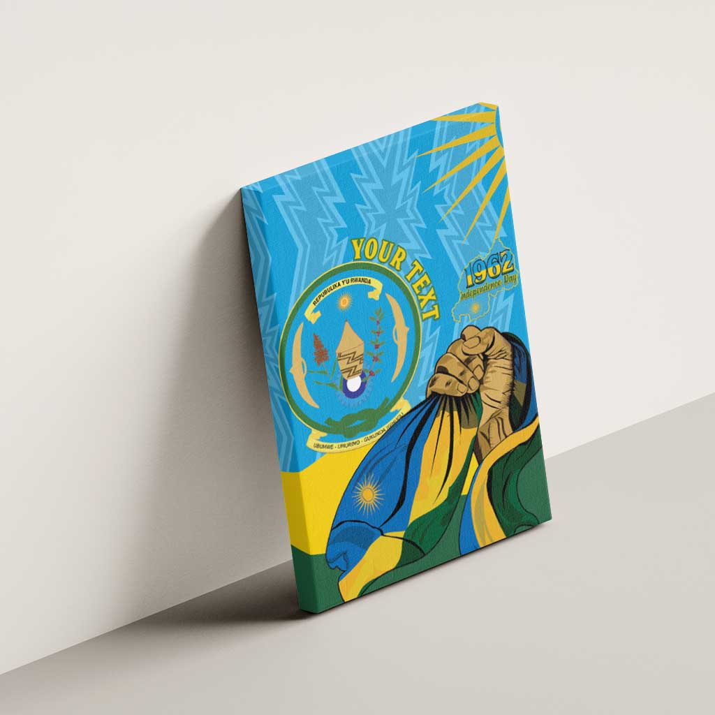 Personalized Rwanda Independence Day Canvas Wall Art Coat Of Arms Imigongo Pattern