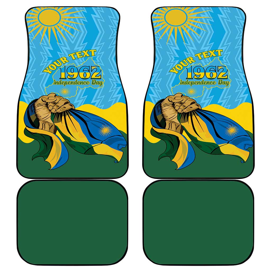 Personalized Rwanda Independence Day Car Mats Coat Of Arms Imigongo Pattern