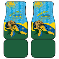 Personalized Rwanda Independence Day Car Mats Coat Of Arms Imigongo Pattern