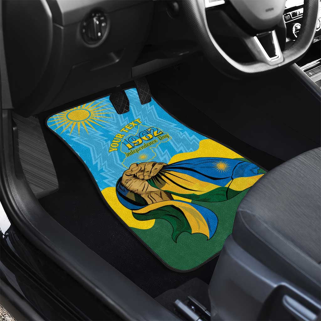 Personalized Rwanda Independence Day Car Mats Coat Of Arms Imigongo Pattern
