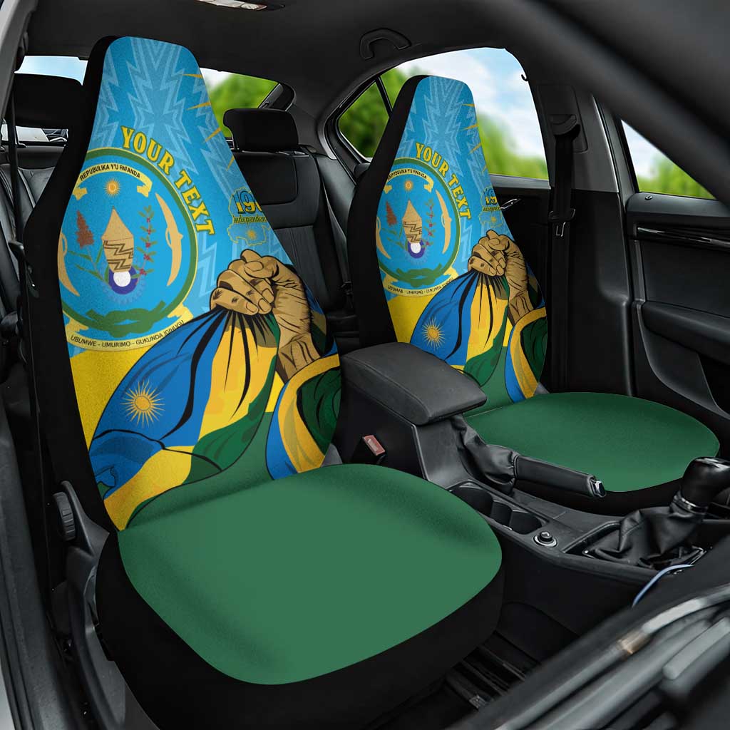 Personalized Rwanda Independence Day Car Seat Cover Coat Of Arms Imigongo Pattern