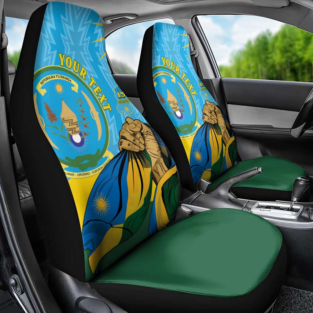 Personalized Rwanda Independence Day Car Seat Cover Coat Of Arms Imigongo Pattern
