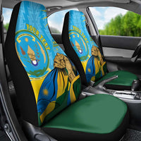 Personalized Rwanda Independence Day Car Seat Cover Coat Of Arms Imigongo Pattern