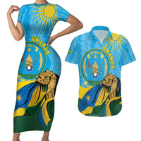 Personalized Rwanda Independence Day Couples Matching Short Sleeve Bodycon Dress and Hawaiian Shirt Coat Of Arms Imigongo Pattern