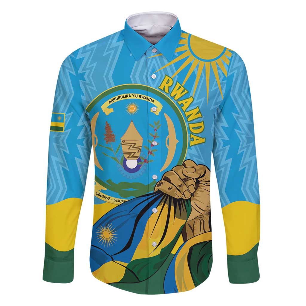 Personalized Rwanda Independence Day Family Matching Mermaid Dress and Hawaiian Shirt Coat Of Arms Imigongo Pattern