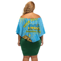 Personalized Rwanda Independence Day Family Matching Off Shoulder Short Dress and Hawaiian Shirt Coat Of Arms Imigongo Pattern