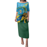 Personalized Rwanda Independence Day Family Matching Puletasi and Hawaiian Shirt Coat Of Arms Imigongo Pattern