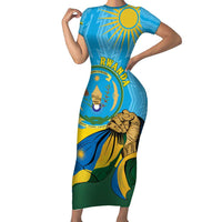 Personalized Rwanda Independence Day Family Matching Short Sleeve Bodycon Dress and Hawaiian Shirt Coat Of Arms Imigongo Pattern