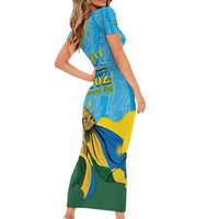 Personalized Rwanda Independence Day Family Matching Short Sleeve Bodycon Dress and Hawaiian Shirt Coat Of Arms Imigongo Pattern