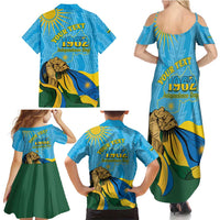 Personalized Rwanda Independence Day Family Matching Summer Maxi Dress and Hawaiian Shirt Coat Of Arms Imigongo Pattern