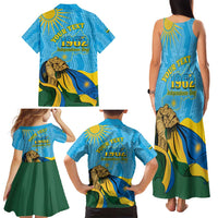 Personalized Rwanda Independence Day Family Matching Tank Maxi Dress and Hawaiian Shirt Coat Of Arms Imigongo Pattern