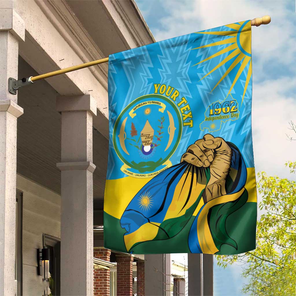 Personalized Rwanda Independence Day Garden Flag Coat Of Arms Imigongo Pattern