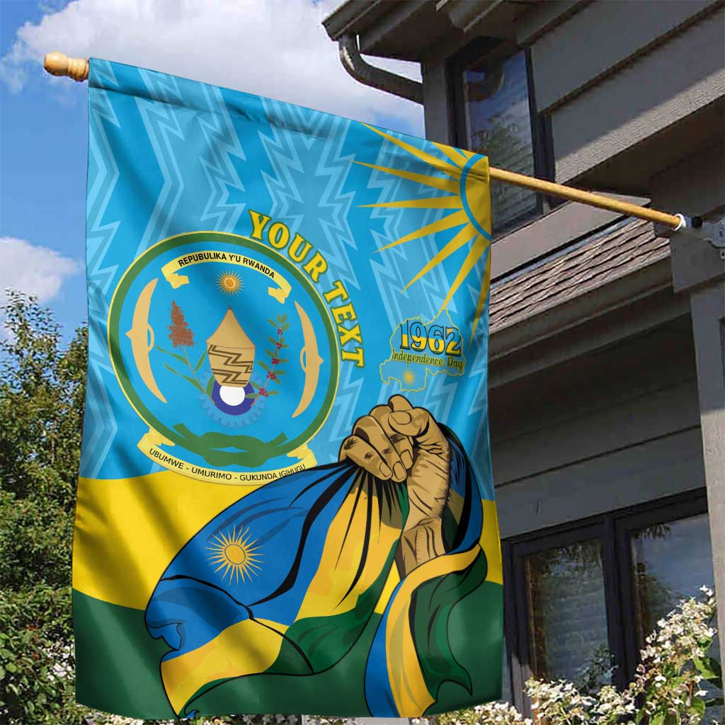 Personalized Rwanda Independence Day Garden Flag Coat Of Arms Imigongo Pattern