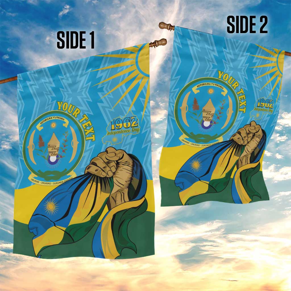 Personalized Rwanda Independence Day Garden Flag Coat Of Arms Imigongo Pattern
