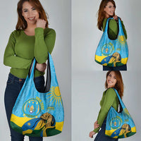 Personalized Rwanda Independence Day Grocery Bag Coat Of Arms Imigongo Pattern