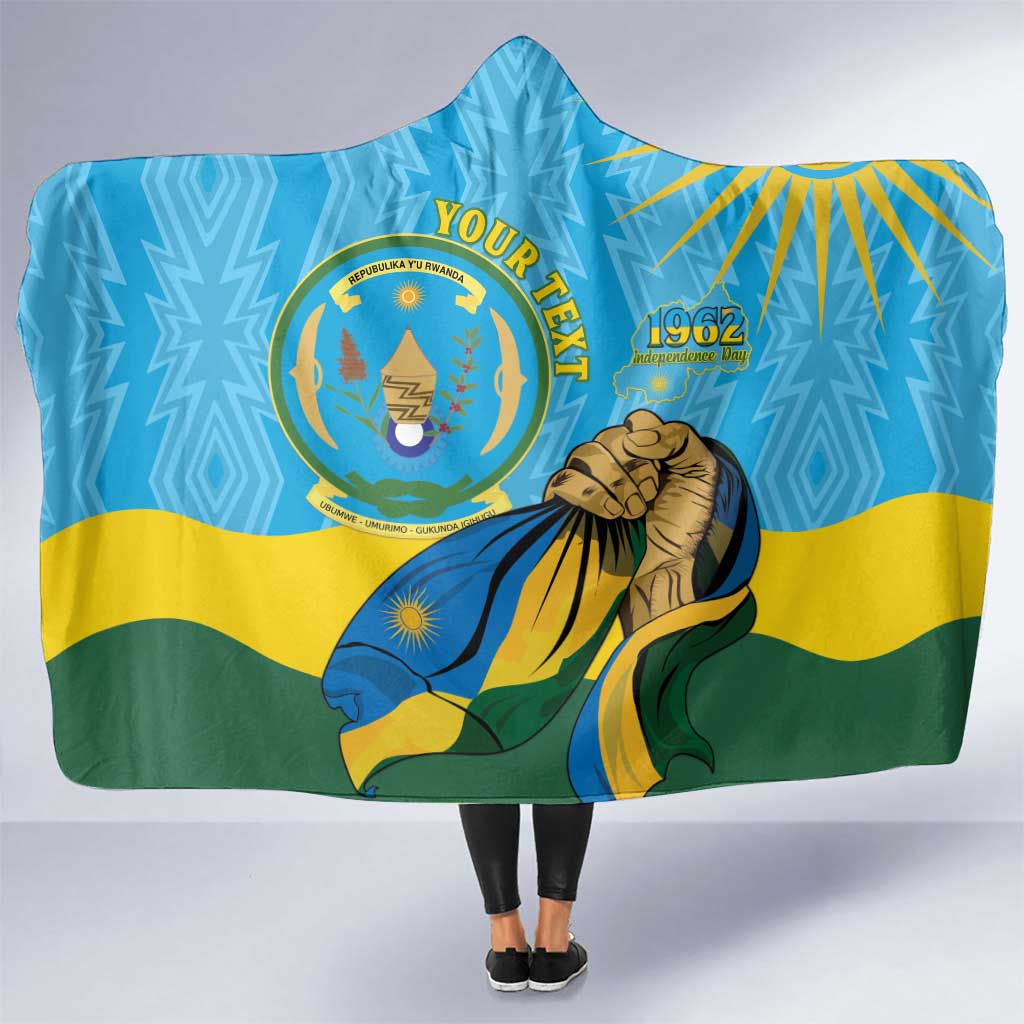 Personalized Rwanda Independence Day Hooded Blanket Coat Of Arms Imigongo Pattern