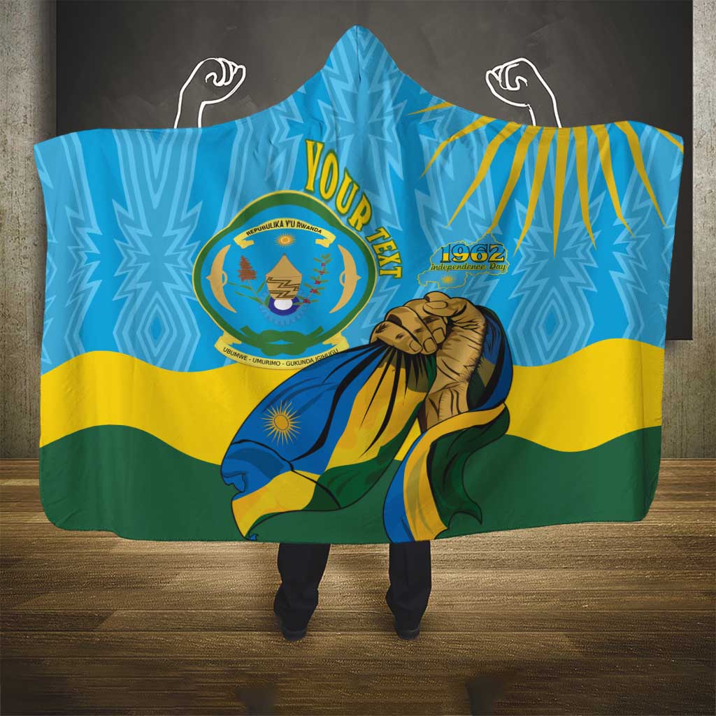Personalized Rwanda Independence Day Hooded Blanket Coat Of Arms Imigongo Pattern