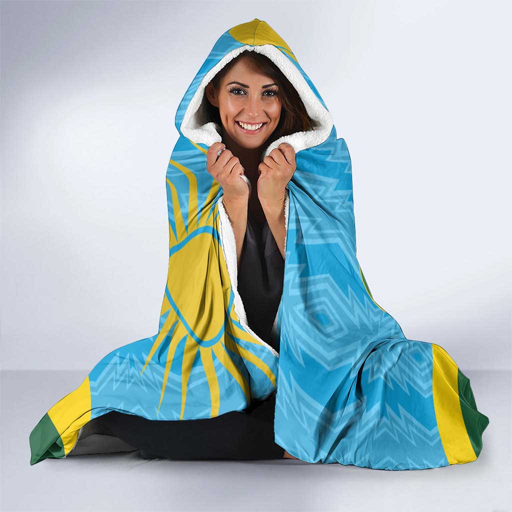 Personalized Rwanda Independence Day Hooded Blanket Coat Of Arms Imigongo Pattern