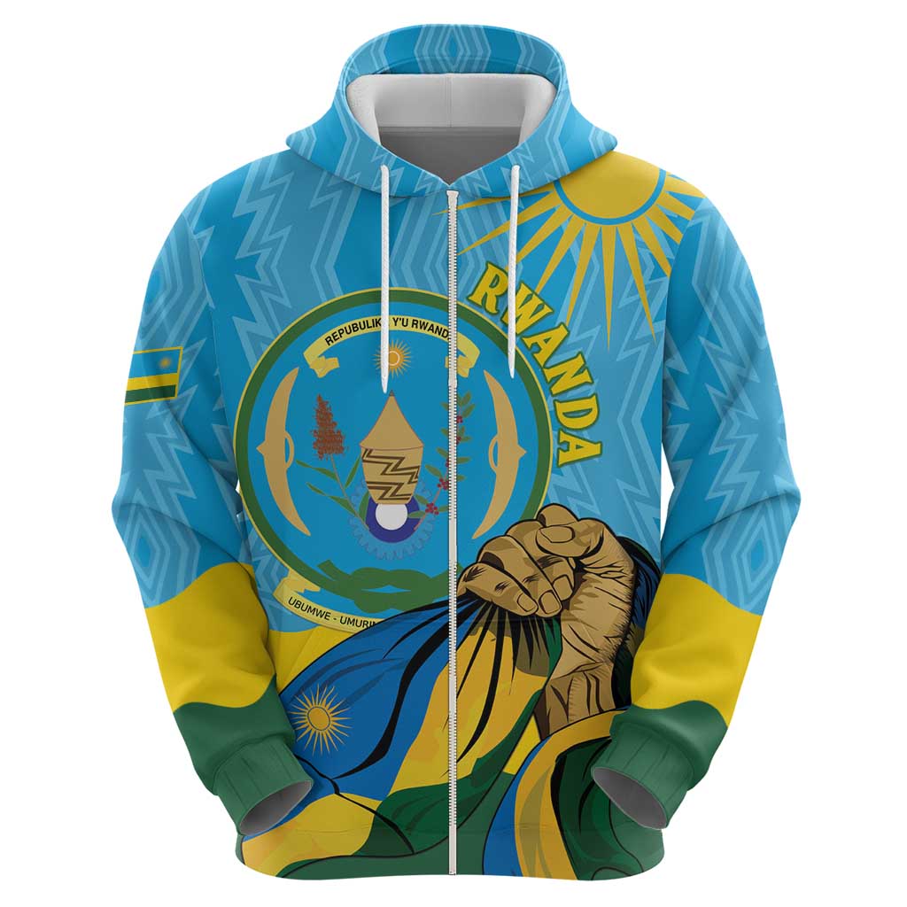 Personalized Rwanda Independence Day Hoodie Coat Of Arms Imigongo Pattern
