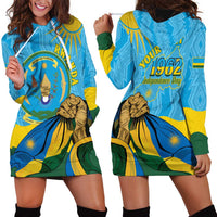 Personalized Rwanda Independence Day Hoodie Dress Coat Of Arms Imigongo Pattern